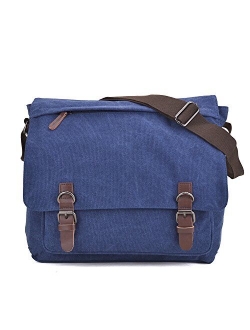 Large Vintage Canvas Messenger Shoulder Bag Crossbody Bookbag Business Bag for 15inch Laptop