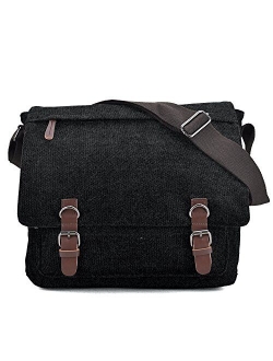 Large Vintage Canvas Messenger Shoulder Bag Crossbody Bookbag Business Bag for 15inch Laptop