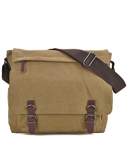 Large Vintage Canvas Messenger Shoulder Bag Crossbody Bookbag Business Bag for 15inch Laptop