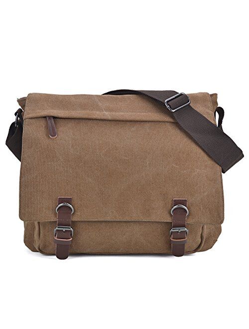 DASEIN Large Vintage Canvas Messenger Shoulder Bag Crossbody Bookbag Business Bag for 15inch Laptop