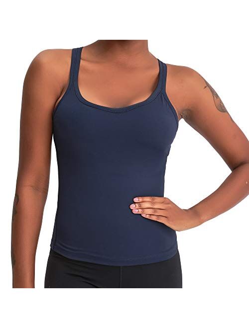 Lemedy Women Racerback Tank Tops Built in Bra Workout Activewear Camisole