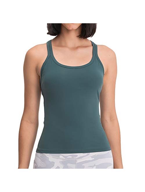 Lemedy Women Racerback Tank Tops Built in Bra Workout Activewear Camisole