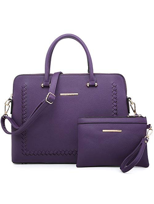 Dasein Women Slim Large Handbag Purse Vegan Leather Work Bag Tote Shoulder Bag w/Matching Clutch