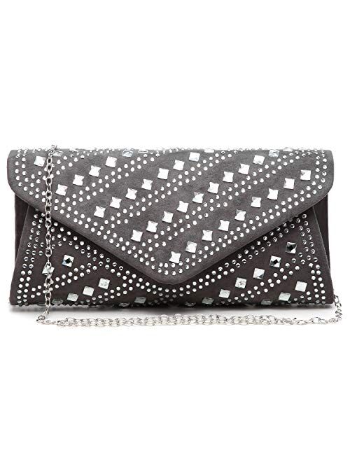 Dasein Rhinestone Evening Bags Envelope Clutch Purses Handbags Studded Evening Purses for Prom Party Wedding