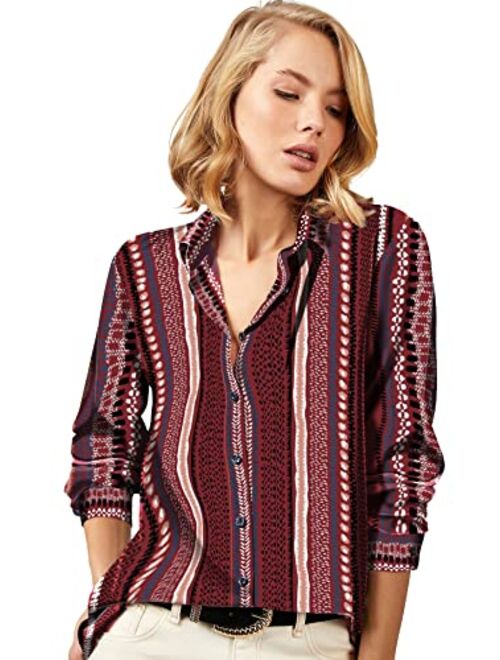 Blouses for Women Fashion, Casual Long Sleeve Button Down Shirts Tops, XS-3XL