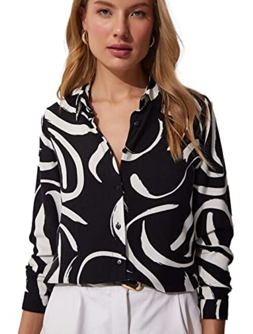 Blouses for Women Fashion, Casual Long Sleeve Button Down Shirts Tops, XS-3XL