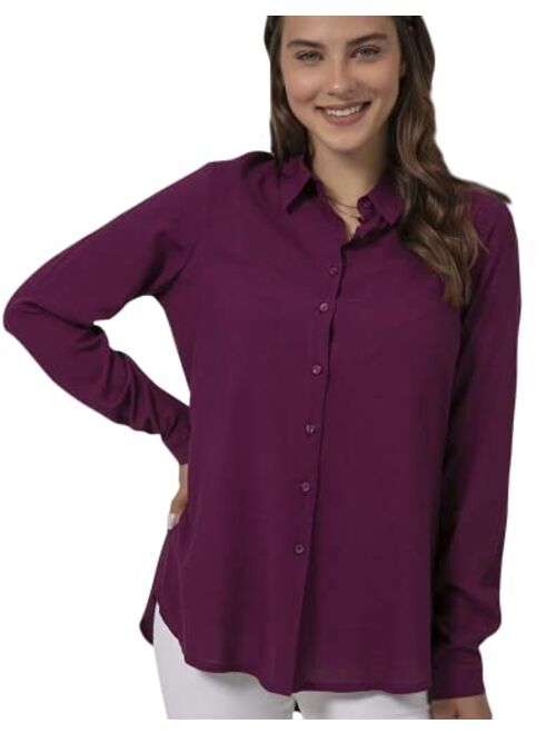 Blouses for Women Fashion, Casual Long Sleeve Button Down Shirts Tops, XS-3XL