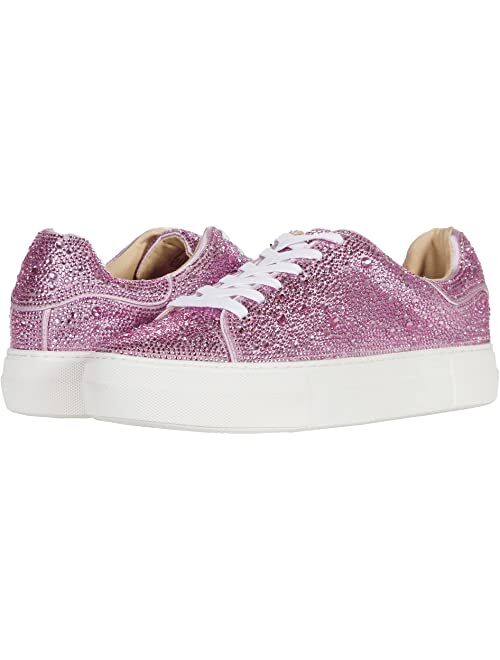 Betsey Johnson SB-Sidny Silver Rhinestone Glitter Platform Sneakers