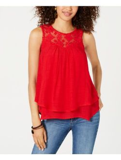 Style & Co Lace-Trim Swing Top, Created for Macy's