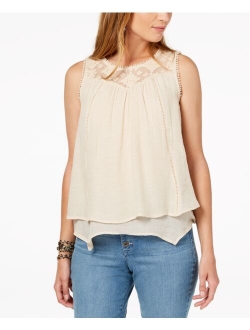 Style & Co Lace-Trim Swing Top, Created for Macy's