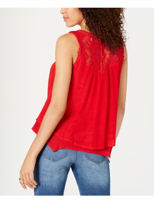 Style & Co Lace-Trim Swing Top, Created for Macy's