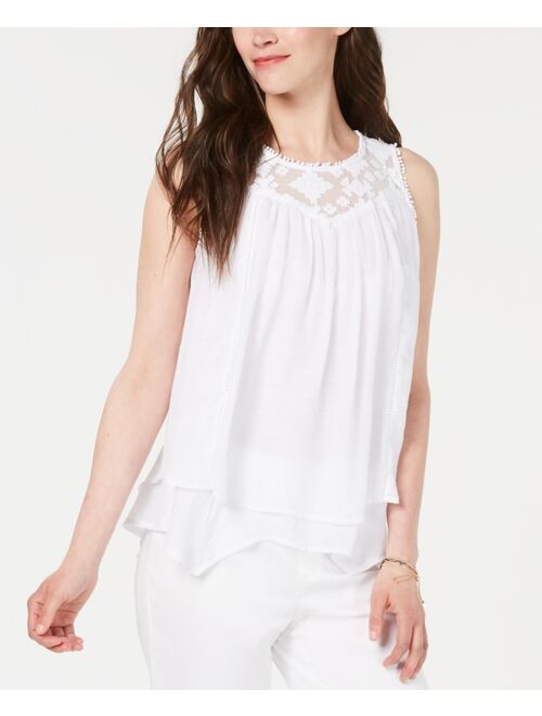 Style & Co Lace-Trim Swing Top, Created for Macy's