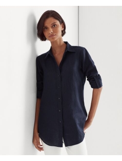 Lalph Lauren Linen Point Collar Long Sleeeve Shirt