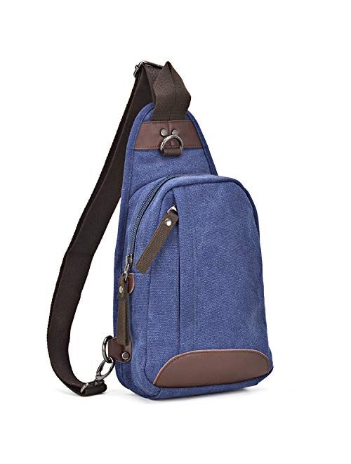 DASEIN Canvas Cross Body Bag Chest Messenger Bag Small Multi-pockets Sling Bag