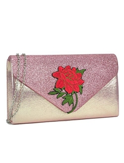 Women Flower Evening Bags Clutch Handbags Wedding Party Prom Envelope Purses