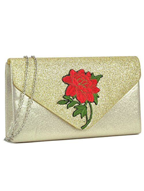 Dasein Women Flower Evening Bags Clutch Handbags Wedding Party Prom Envelope Purses