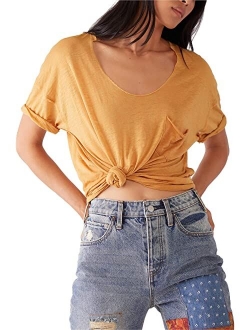 Cotton And Polyester Short sleeve With Scoop Neck Top