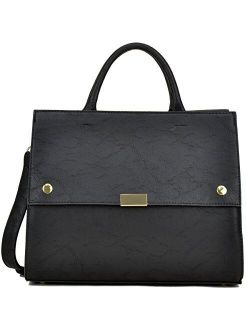 Handbag for Women Classic Satchel Briefcase Shoulder Bag Designer Purse (Black)