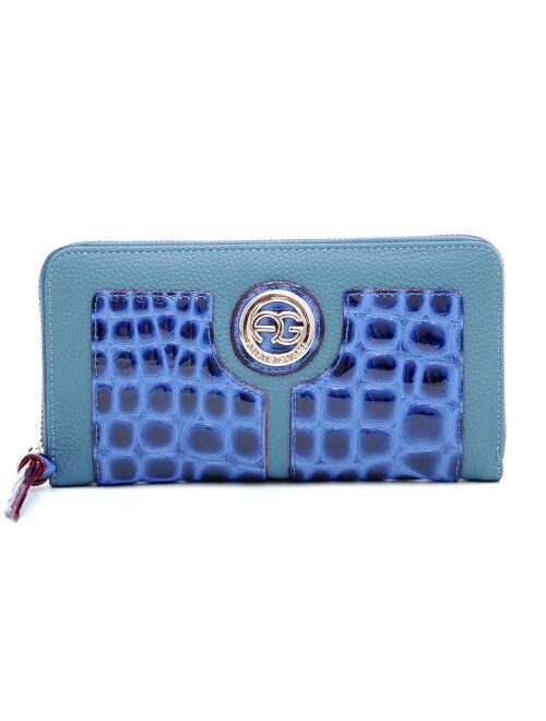 Anais Gvani By Dasein Women Croco Embossed Clutch Wallet Purse (280 Blue)