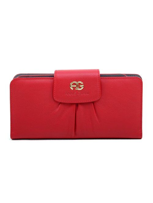 Anais Gvani By Dasein Pleated Bi-fold Genuine Leather Wallet w/ Checkbook Cover (Red)