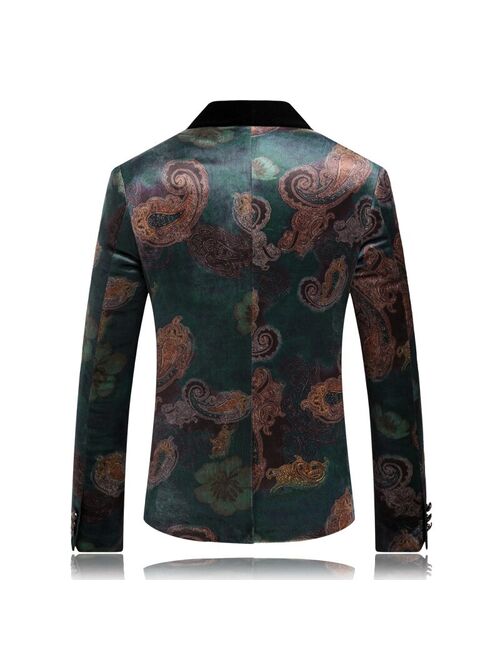 MOGU New Slim Homme Blazer 2019 Spring Casual Fit Floral Suit Mens Flower Blazer Wedding Party Dress Outfit Large 4XL