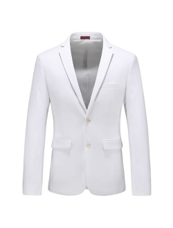 MOGU Men's Spring Autumn Cotton Blazers Fashion Leisure Suit Jacket Wedding Slim Fit Solid Color Blazer Large Size M to 6XL