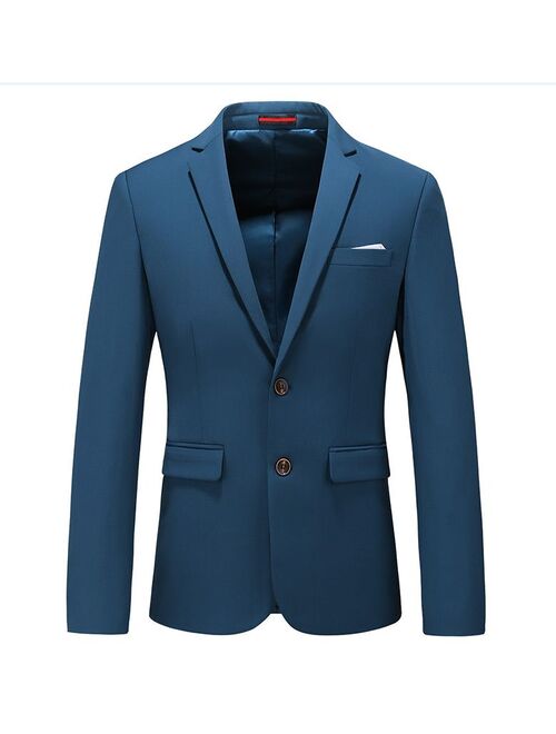 MOGU Men's Spring Autumn Cotton Blazers Fashion Leisure Suit Jacket Wedding Slim Fit Solid Color Blazer Large Size M to 6XL