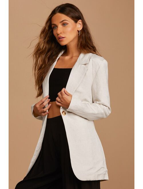 Lulus Just Business Beige Blazer