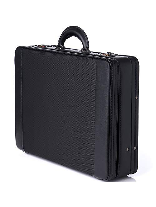 Alpine Swiss Expandable Attache Case Dual Combination Lock Hard Side Briefcase, Black