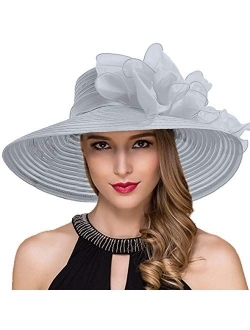 Women Kentucky Derby Church Dress Cloche Hat Fascinator Floral Tea Party Wedding Bucket Hat S052