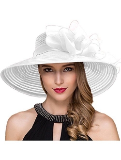 Women Kentucky Derby Church Dress Cloche Hat Fascinator Floral Tea Party Wedding Bucket Hat S052