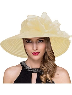 Women Kentucky Derby Church Dress Cloche Hat Fascinator Floral Tea Party Wedding Bucket Hat S052