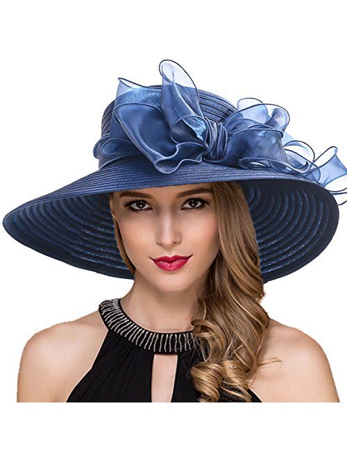 Women Kentucky Derby Church Dress Cloche Hat Fascinator Floral Tea Party Wedding Bucket Hat S052