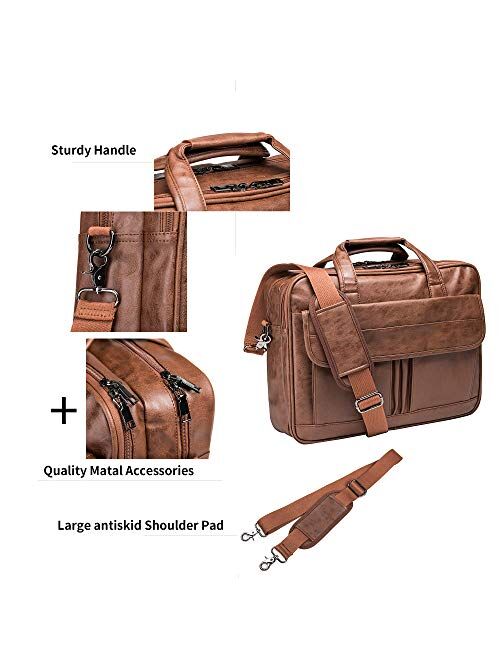 Men's Business Travel Briefcase Leather Handmade Messenger Bags Laptop Bag