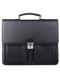 Jack&Chris Mens New PU Leather Briefcase Messenger Bag Laptop Bag, MBYX015 (Black)