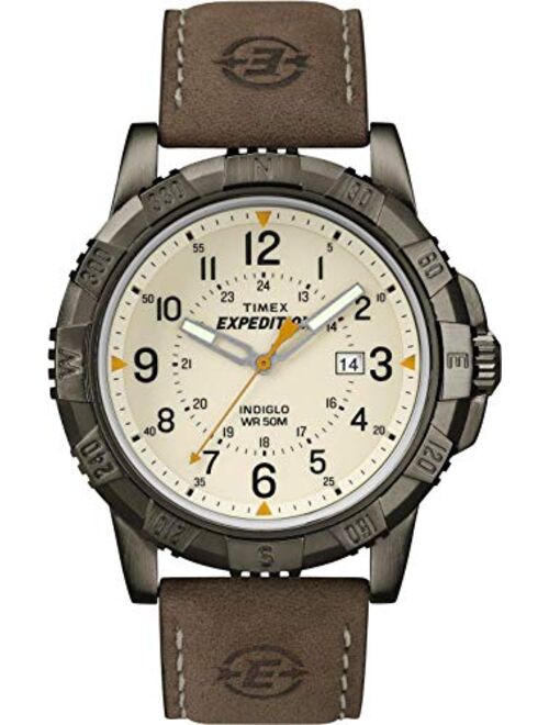 Timex Expedition Men's Quartz Watch with Dial Analogue Digital Display and Rugged Metal Leather Strap