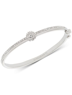 Crystal Flower Hinged Bangle Bracelet