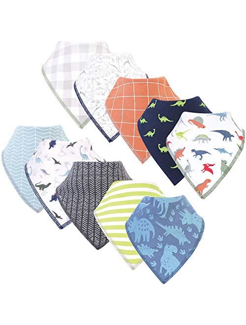 Hudson Baby Infant Boy Cotton Fleece Bandana Bibs 4pk, Bear, One Size