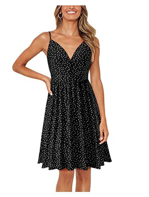 ULTRANICE Women's Summer Sexy Deep V Neck Floral Party Dresses with Pocket