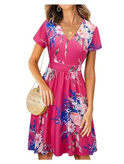 ULTRANICEWomenCasualLongSleeveDressesVNeckSwingDresswithPockets