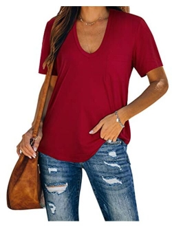 Womens Scoop Neck T Shirts Casual Summer Top Tee