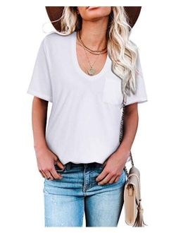 Womens Scoop Neck T Shirts Casual Summer Top Tee