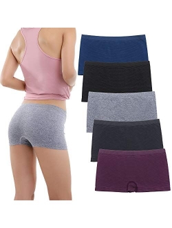 DEEP TOUCH Womens Seamless Underwear Boyshort Ladies Panties Spandex Panty Workout Boxer Briefs 5-Pack