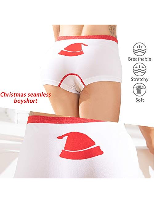 DEEP TOUCH Womens Seamless Underwear Boyshort Ladies Panties Spandex Panty Workout Boxer Briefs 5-Pack