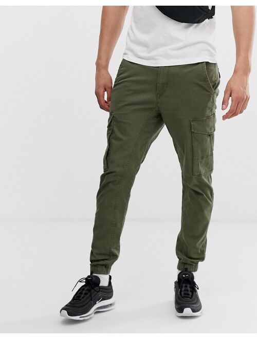 Jack & Jones Intelligence cuffed cargo pants in green