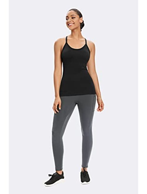 Buy ANGOOL Workout Tank Tops for Women with Built in Bra, Ribbed Knit  Camisole Sports Shirts for Yoga Running online