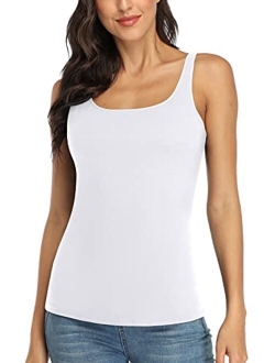 V FOR CITY Women's Cotton Tank Top with Shelf Bra Adjustable Wider Strap Camisole Basic Undershirt