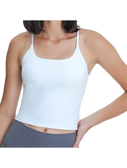 Lemedy Strappy Back Tank Top for Women with Built in Bra Workout Yoga Shirts