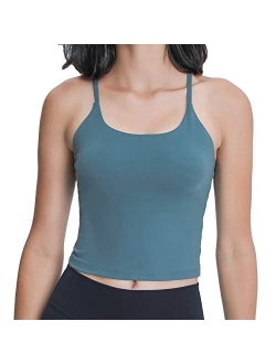 Lemedy Strappy Back Tank Top for Women with Built in Bra Workout Yoga Shirts