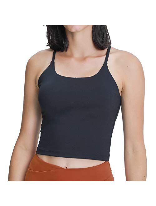 Lemedy Strappy Back Tank Top for Women with Built in Bra Workout Yoga Shirts